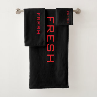 Red On Black FRESH Bath Towel Set