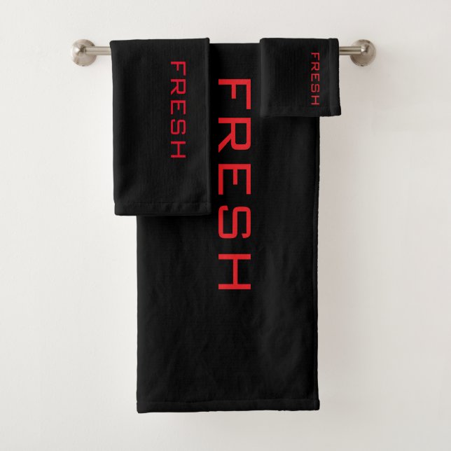 Red On Black FRESH  Bath Towel Set (Insitu)