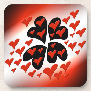 Red on Black Hearts Coaster