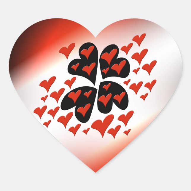 Red on Black Hearts Heart Sticker (Front)