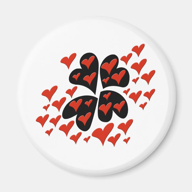 Red on Black Hearts Magnet (Front)