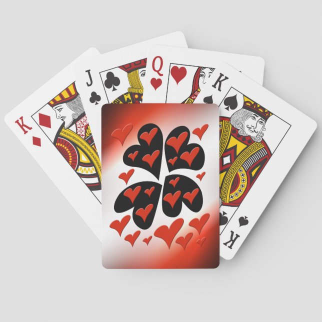 Red on Black Hearts Playing Cards (Back)