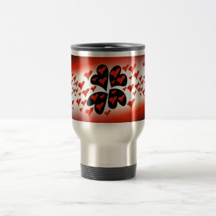 Red on Black Hearts Travel Mug