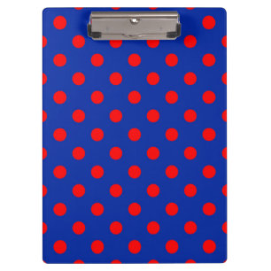 Red On Blue Polka Dots Pattern Design  Clipboard