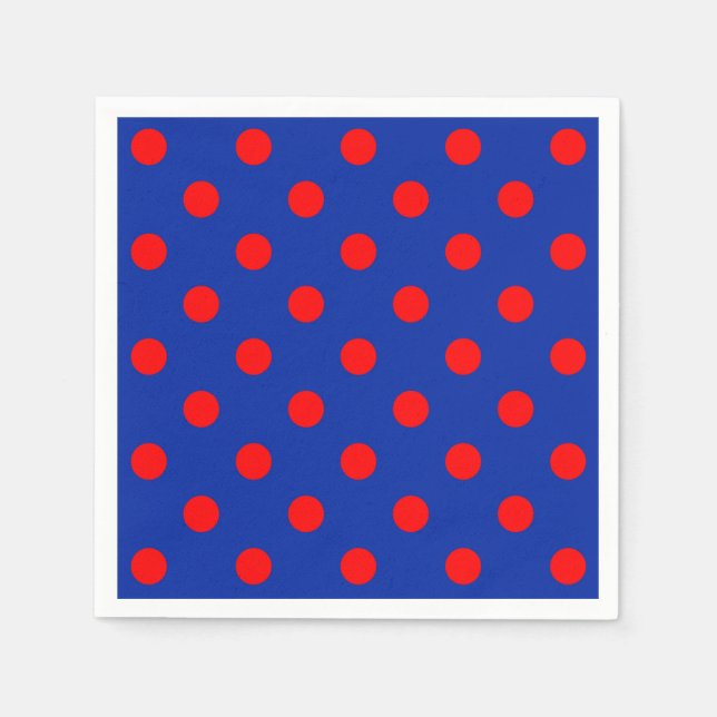 Red On Blue Polka Dots Pattern Design  Napkin (Front)