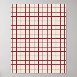 Red On Cream Grid Poster