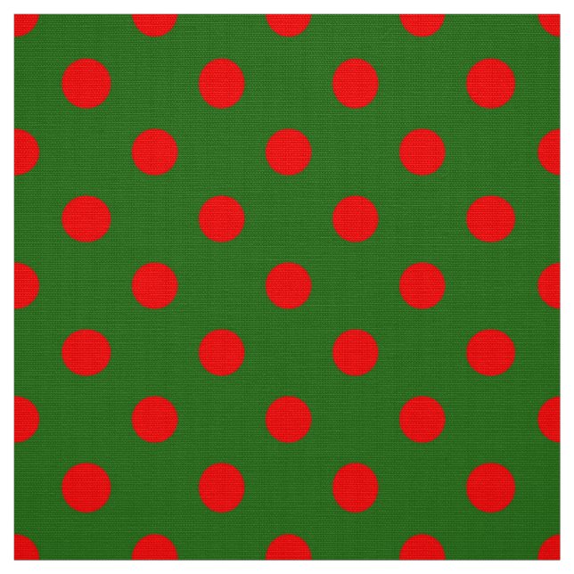 Red On Green Polka Dots Pattern Design  Fabric (Swatch)