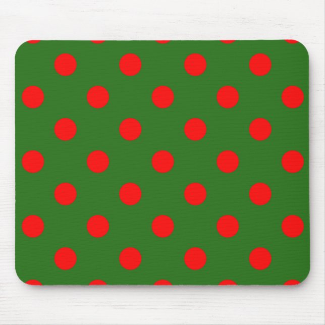Red On Green Polka Dots Pattern Design  Mouse Pad (Front)