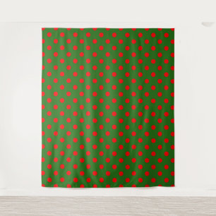 Red On Green Polka Dots Pattern Design Tapestry