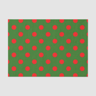 Red On Green Polka Dots Pattern Design Tissue Paper