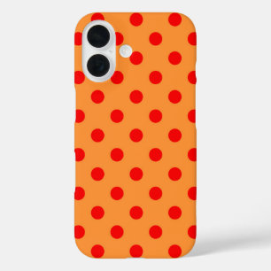 Red On Orange Polka Dots Pattern Design iPhone 16 Case