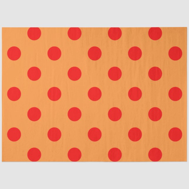 Red On Orange Polka Dots Pattern Design  Tissue Paper (Front)