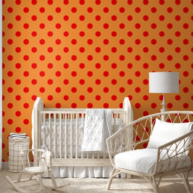 Red On Orange Polka Dots Pattern Design  Wallpaper (Creator Uploaded)