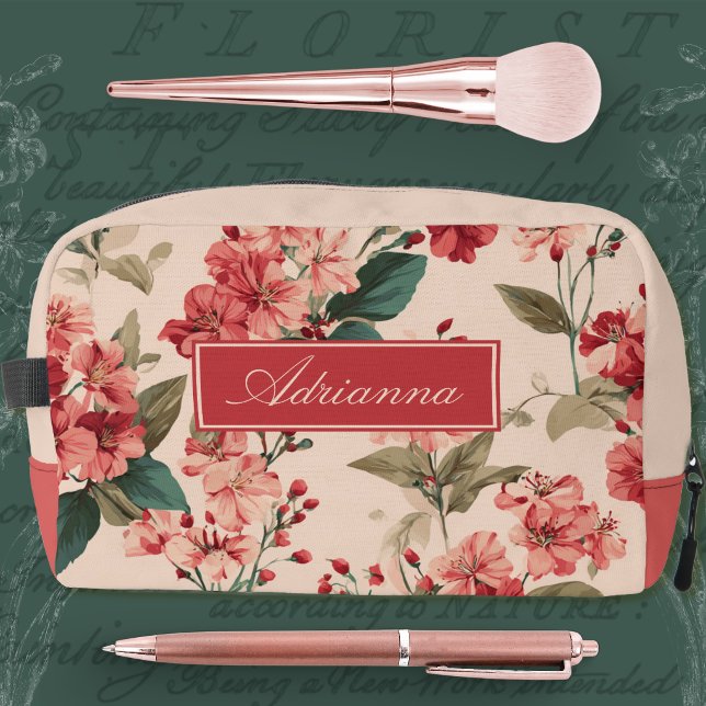 Red on Pink Hibiscus Floral Dopp Kit (Creator Uploaded)