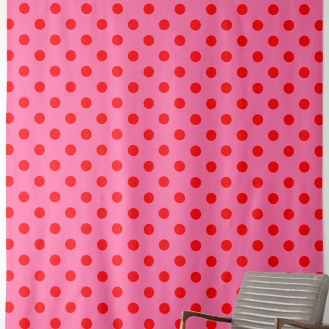 Red On Pink Polka Dots Pattern Design Fabric (Creator Uploaded)