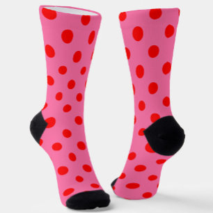 Red On Pink Polka Dots Pattern Design Socks