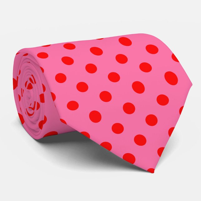 Red On Pink Polka Dots Pattern Design Tie (Creator Uploaded)