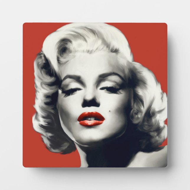 Red on Red Lips Marilyn Plaque (Front)