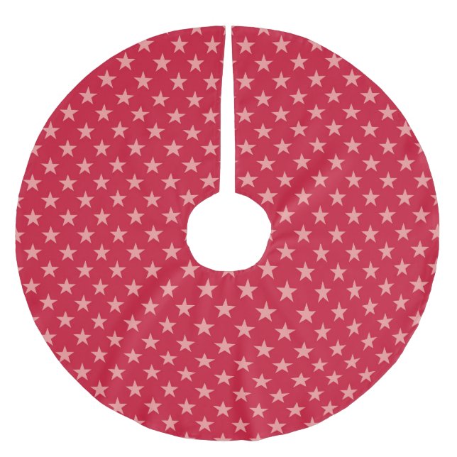 Red on Red Stars - Christmas Tree Skirt (Front)