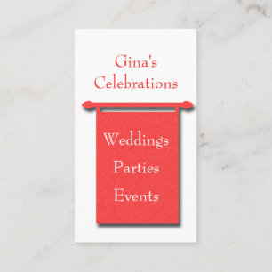Red on White Banner Party Planner Business Card