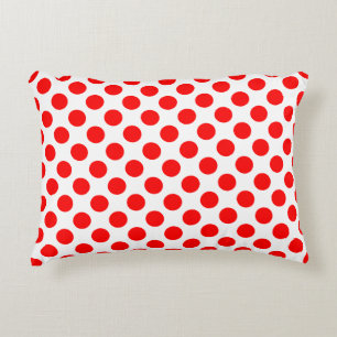 Red on White Large Size Polka Dots Decorative Cushion