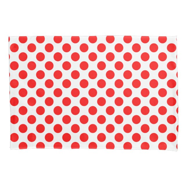 Red on White Large Size Polka Dots Pillowcase (Front)