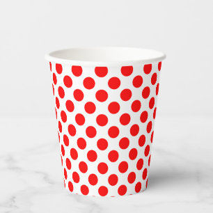 Red on White Medium Size Polka Dots Paper Cups