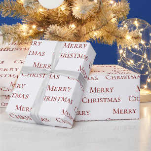 Red on White Merry Christmas Quote Wrapping Paper