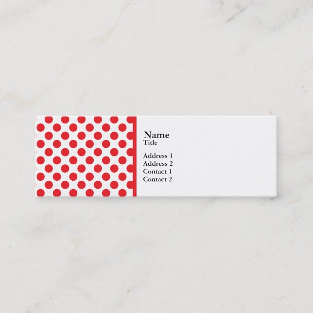 Red on White Polka Dot Mini Business Card (Front)