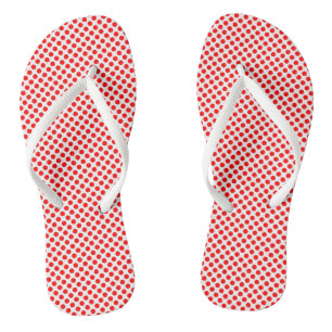 Red on White Small Size Polka Dots Jandals