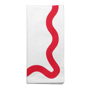 Red on White Three Letter Monogram Wavy Square Napkin