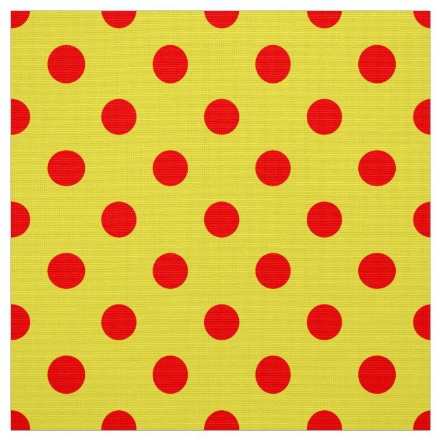 Red On Yellow Polka Dots Pattern Design  Fabric (Swatch)