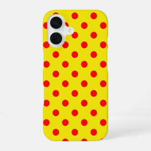 Red On Yellow Polka Dots Pattern Design iPhone 16 Case