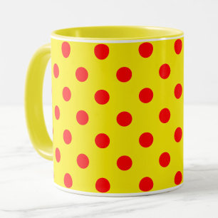 Red On Yellow Polka Dots Pattern Design Mug