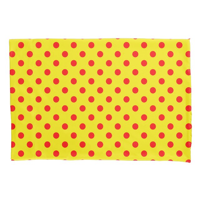 Red On Yellow Polka Dots Pattern Design  Pillowcase (Front)