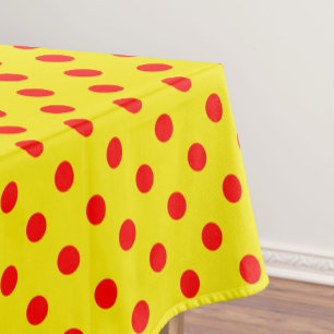 Red On Yellow Polka Dots Pattern Design  Tablecloth