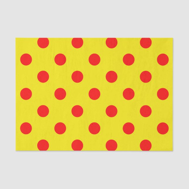 Red On Yellow Polka Dots Pattern Design  Tissue Paper (Front)