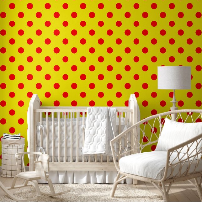Red On Yellow Polka Dots Pattern Design  Wallpaper (Creator Uploaded)