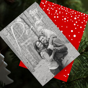 Red or any Colour Peace Holiday Family Photo Card