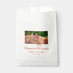 red or bow cheers to 60 years anniversary wedding favour bags