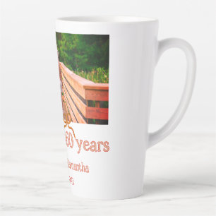 red or bow cheers to 60 years anniversary wedding latte mug