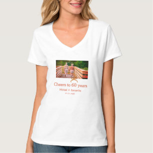 red or bow cheers to 60 years anniversary wedding T-Shirt
