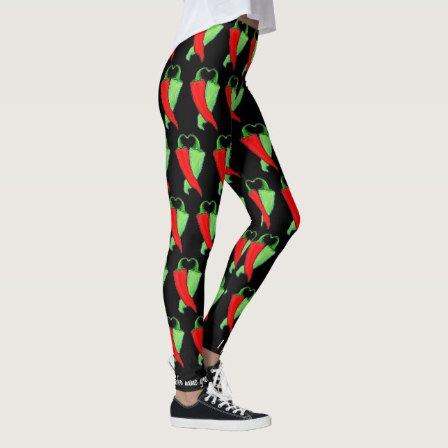 Red or Green Chile Chilli Personalise Cute Women's Leggings (Right)