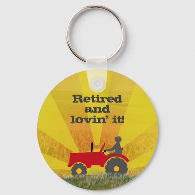 Red or Green Retirement Tractor Keychain (Front)