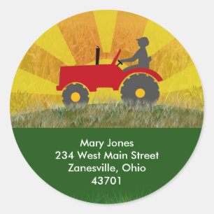 Red or Green Tractor Address Label