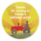 Red or Green Tractor Party Favour Bag Sticker
