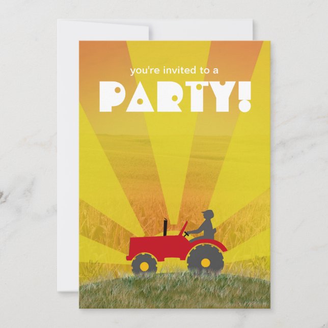 Red or Green Tractor Party Invitation: Choose Your Invitation (Front)