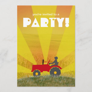 Red or Green Tractor Party Invitation: Choose Your Invitation