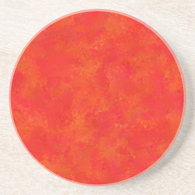 Red Orange Abstract Pattern Coaster (Front)