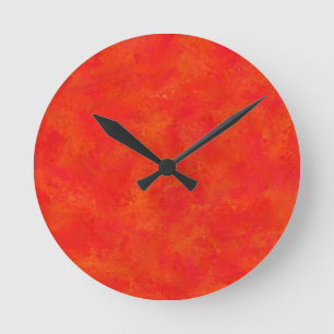 Red Orange Abstract Pattern Round Clock